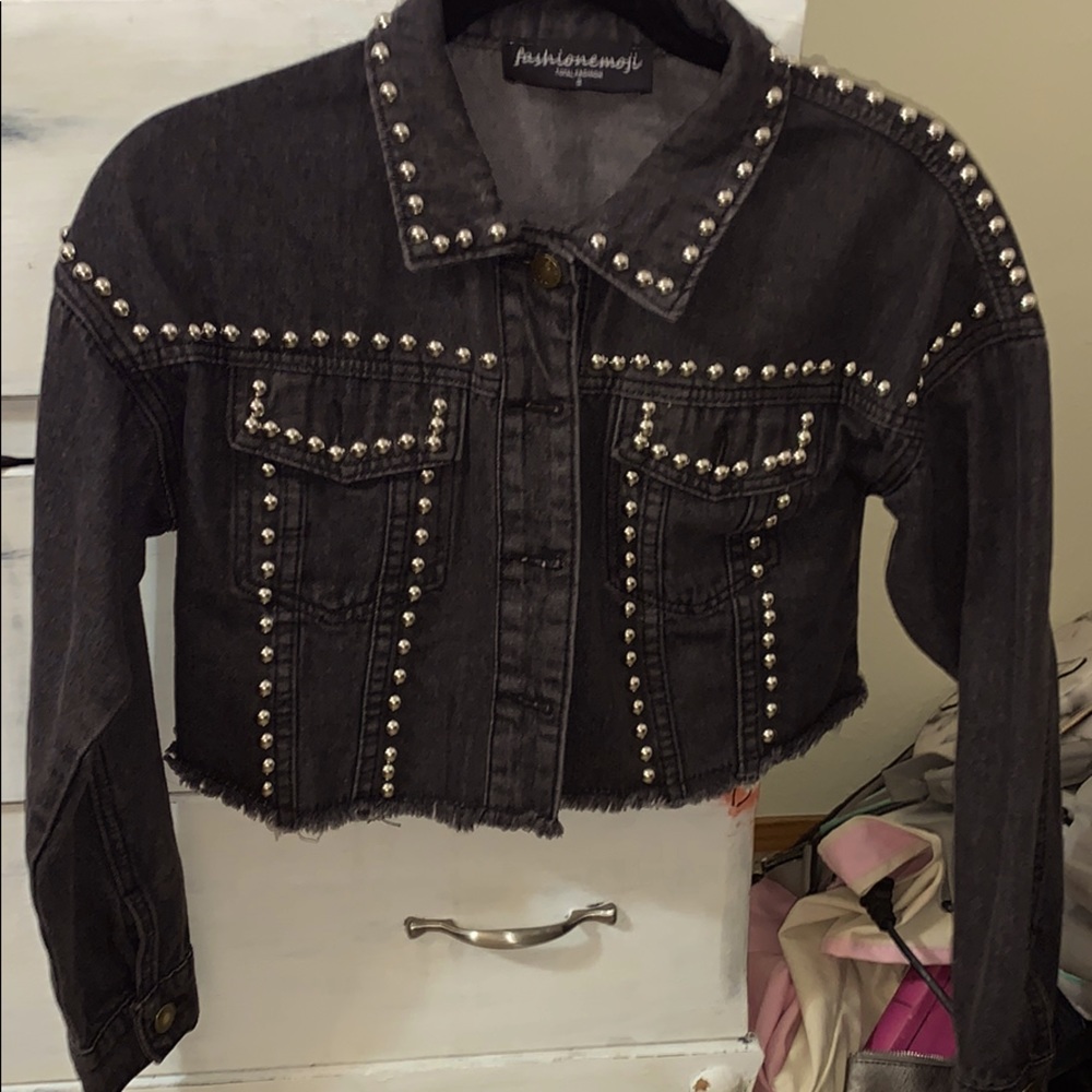 Super cute black denim belly cut jacket